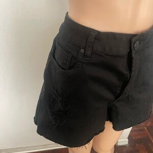 Women's Black Distressed Jean Shorts